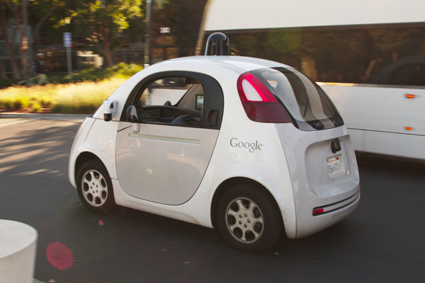E - Google self driving car at the Googleplex