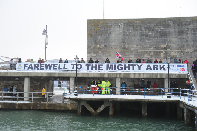 Banner welcomes HMS Ark Royal home
