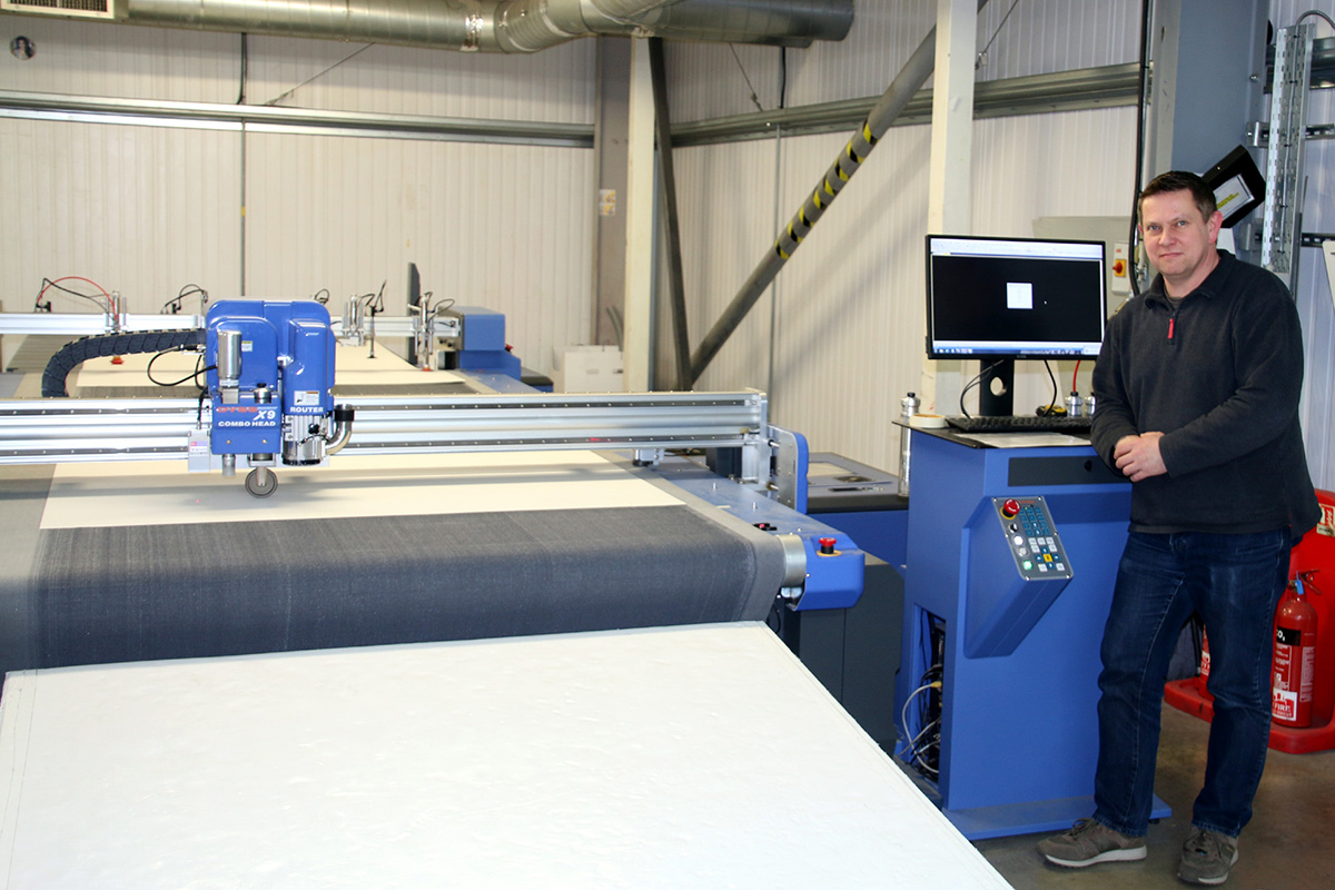DYSS X9 digital cutter with sheet feeder installed as part of automation strategy at Derwent Displays